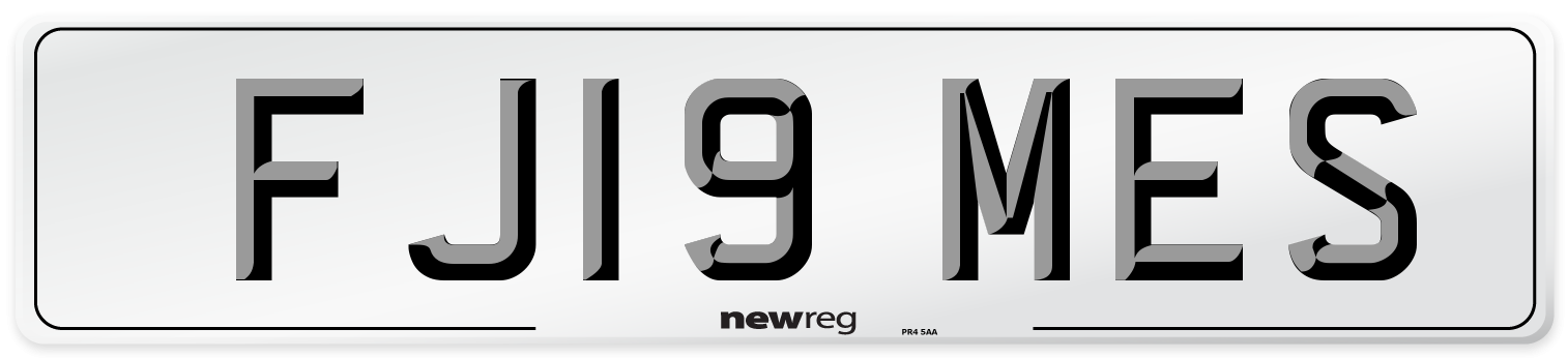 FJ19 MES Number Plate from New Reg